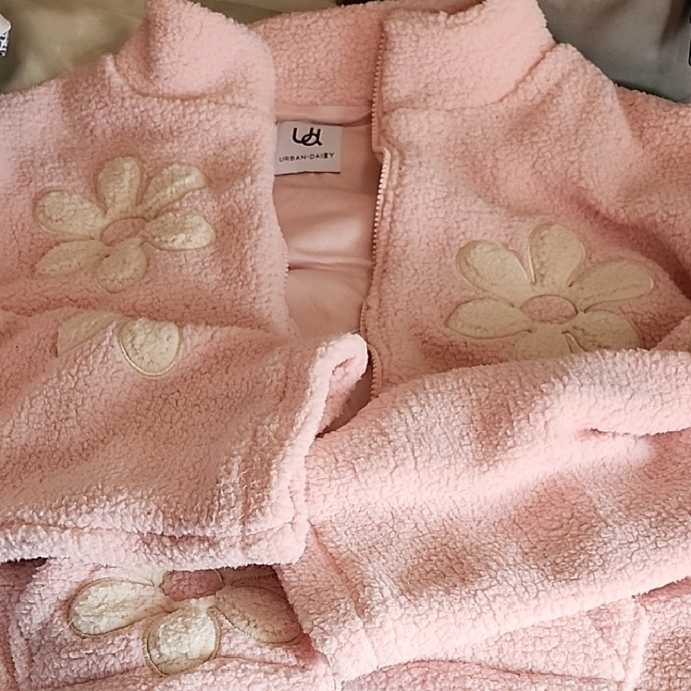 Urban Outfitters Pink Floral Fleece Jacket